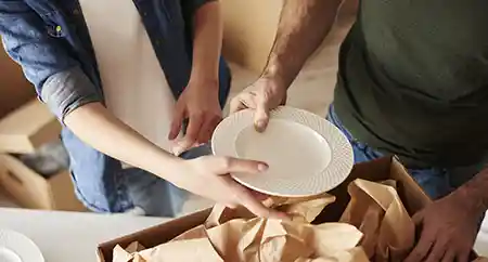 Packing dishes to the boxes